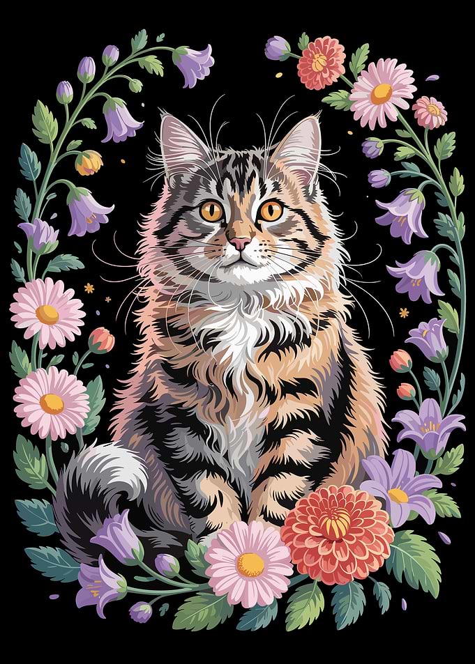 Golden Eyed Cat in Bloom
