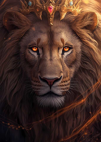 Lion King with Crown Portrait