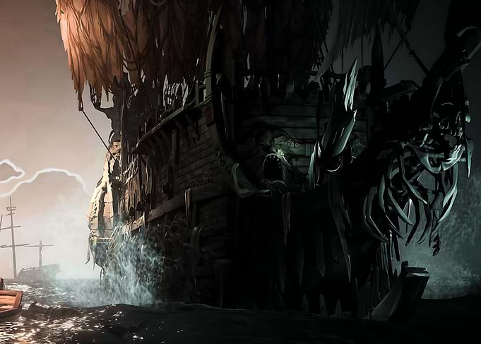 Ghost Ship in Stormy Seas
