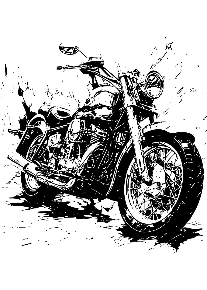 Black and White Motorcycle Illustration