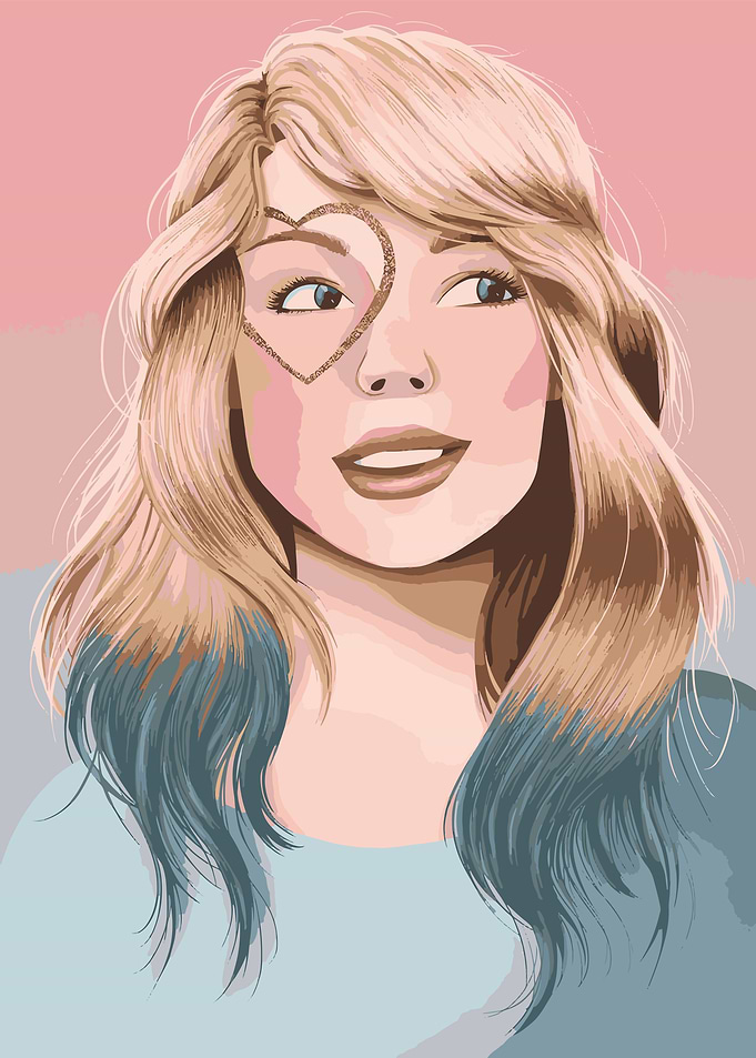 Blonde Woman with Heart Face Paint