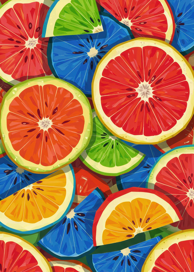 Colorful Citrus Fruit Slices Pattern