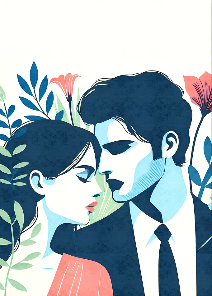 Elegant Couple in Floral Setting