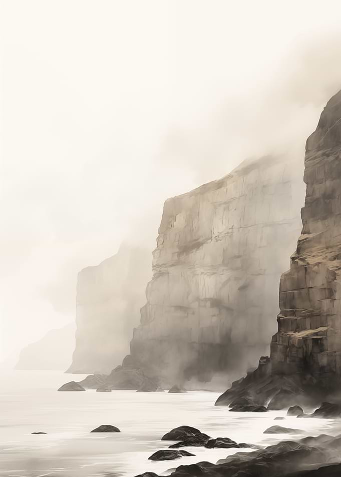 Misty Cliffs by the Sea