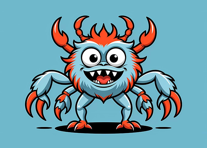 Cartoon Monster with Claws and Fur