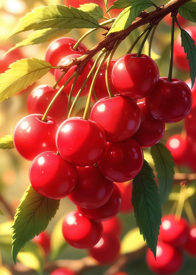 Ripe Cherries on the Branch