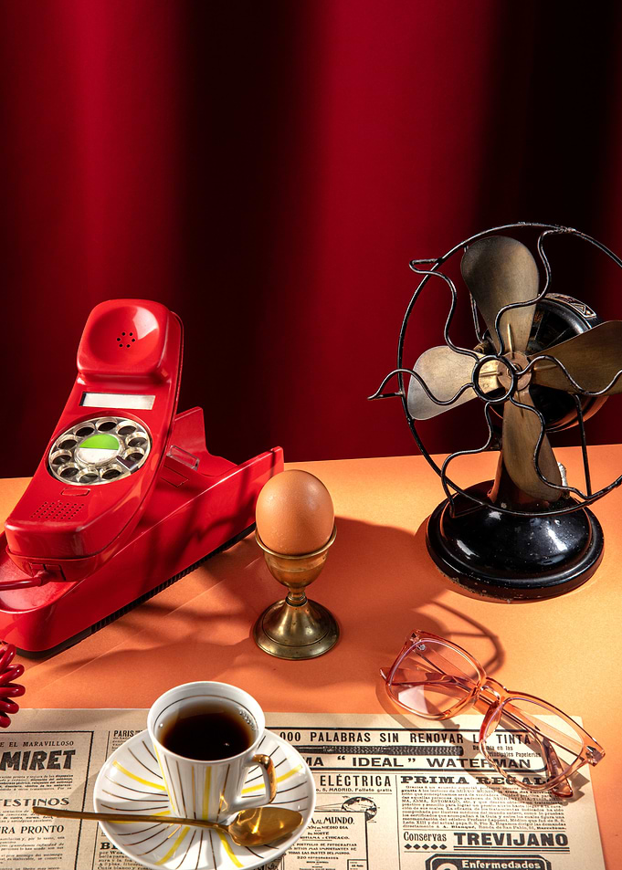 Vintage Still Life with Red Accents