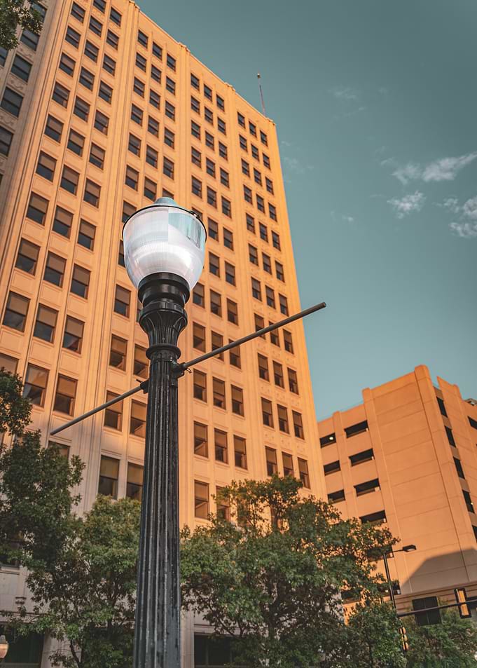 Cityscape with Buildings and Streetlight