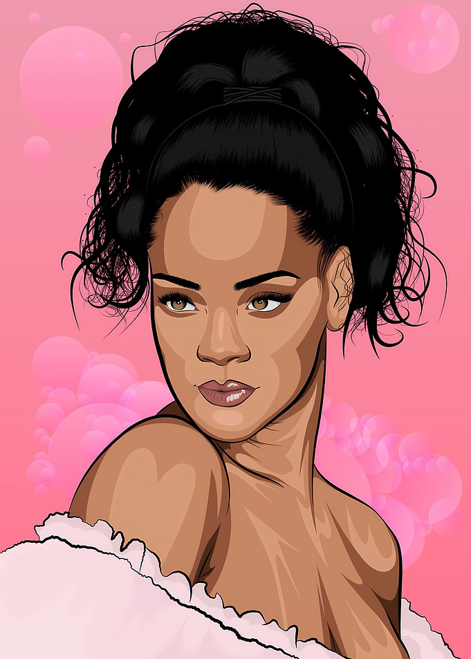 Rihanna Portrait in Pink