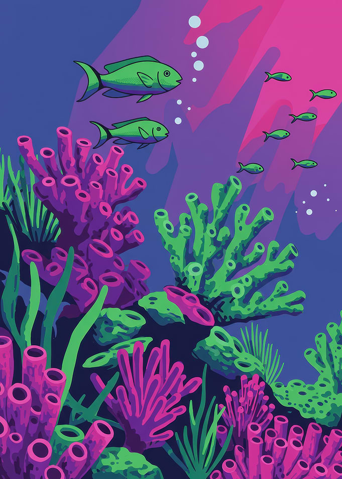 Colorful Underwater Scene with Fish
