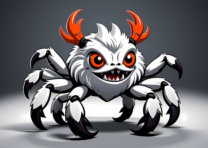 Cartoon Spider Monster with Orange Antlers