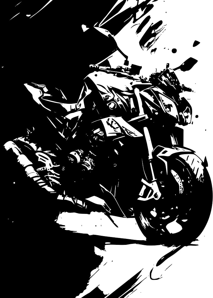Black and White Motorcycle Illustration