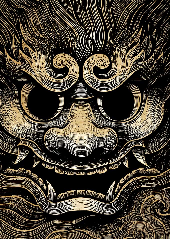 Japanese Demon Mask Illustration