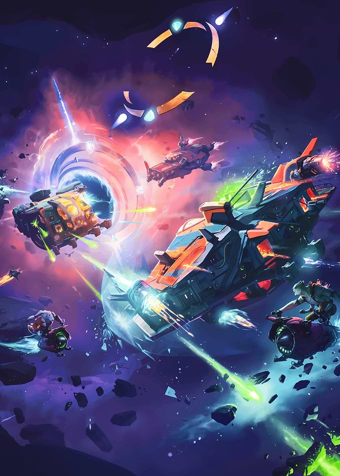 Space Battle with Spaceships and Portal