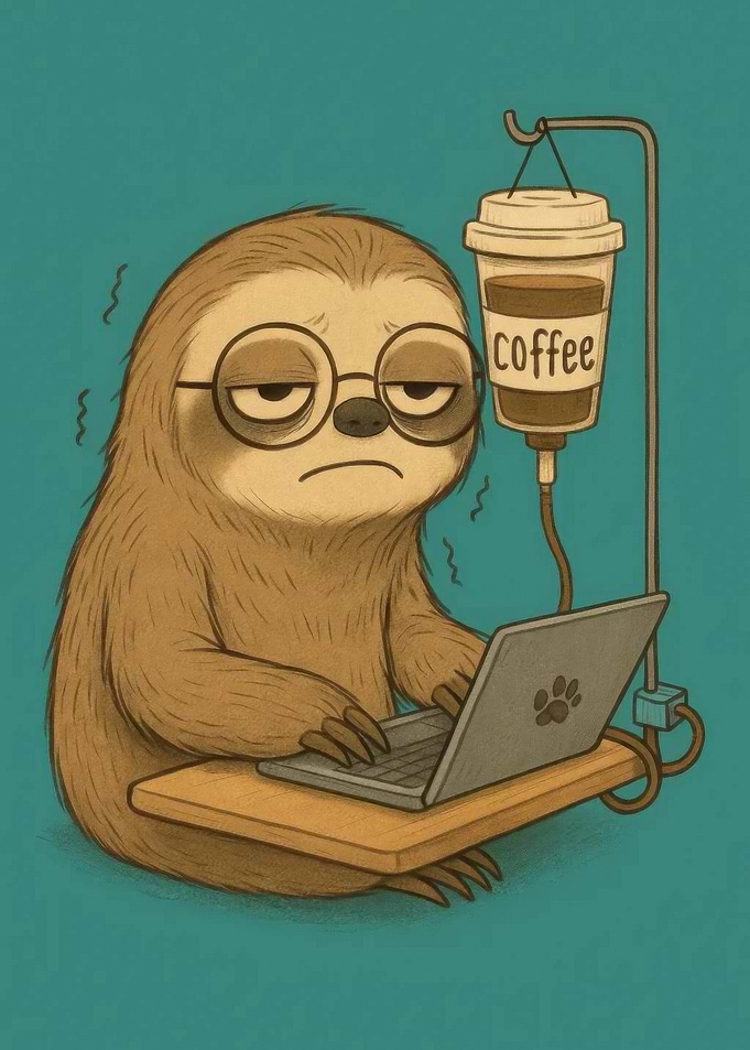 Sloth Coffee IV Drip Cartoon