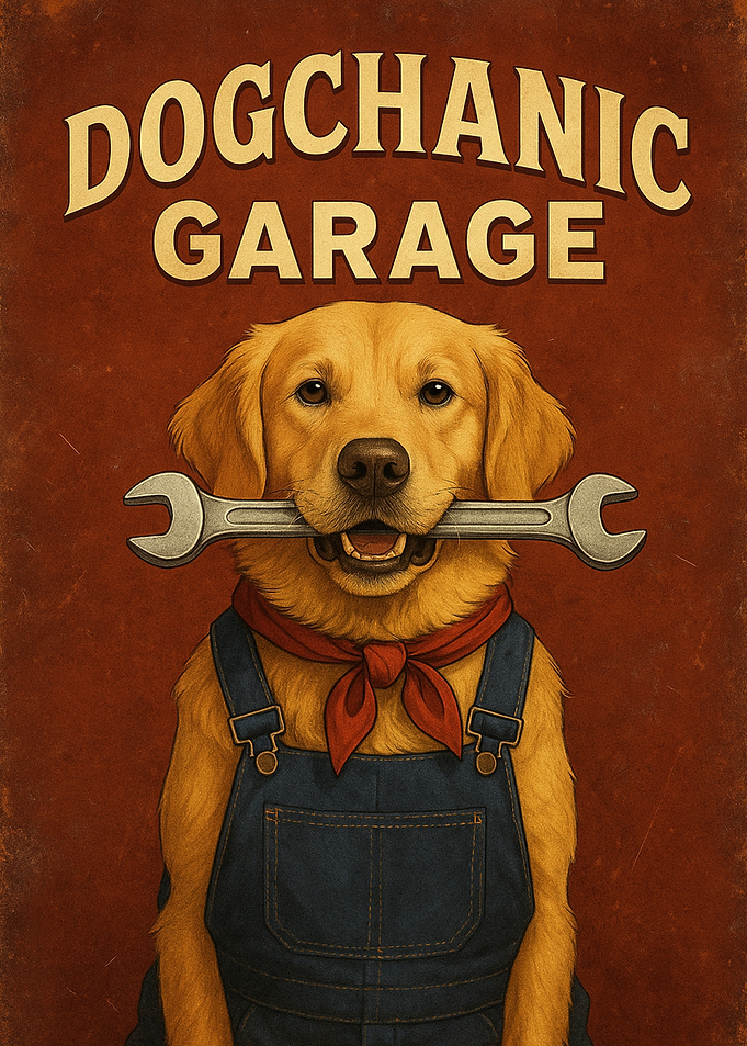 Dogchanic Garage: Dog Mechanic Art