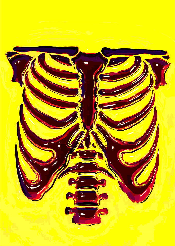 Ribcage Illustration on Yellow Background