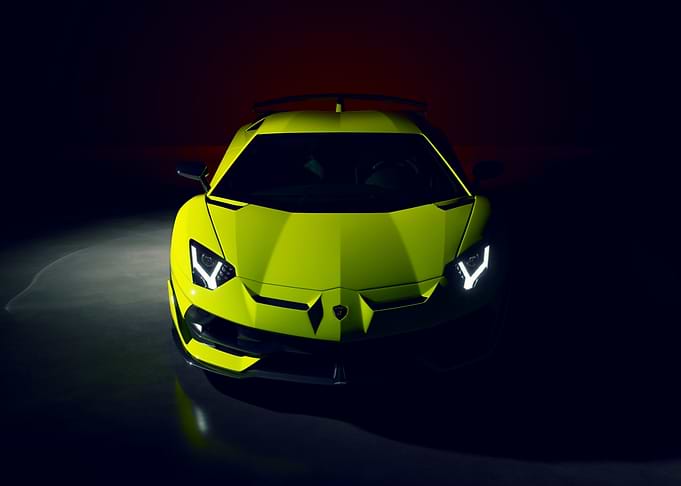 Yellow Lamborghini Aventador Front View