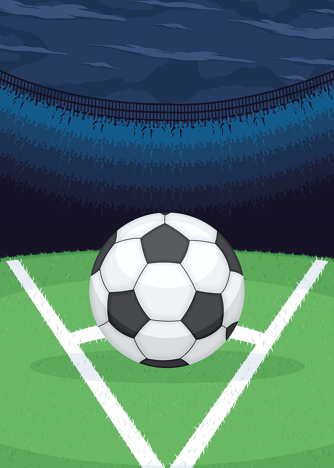 Soccer ball on the field corner