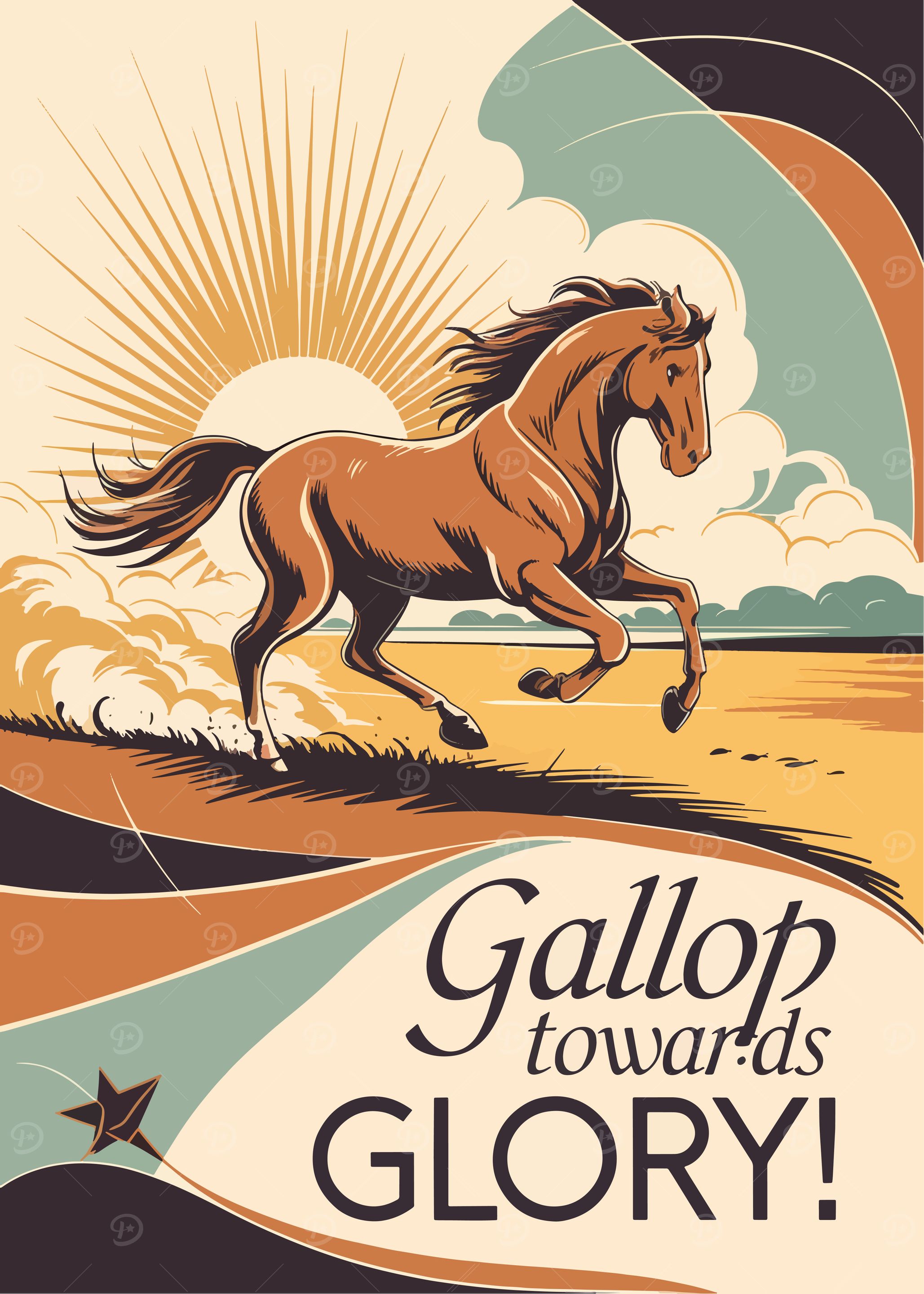 Gallop Towards Glory Horse Art