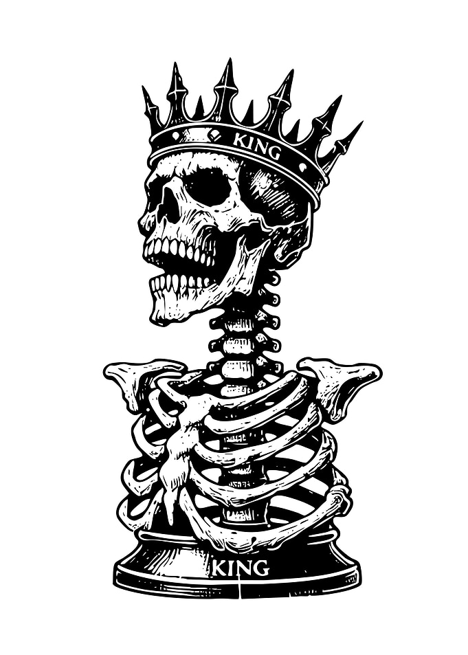 King Skull with Crown Illustration