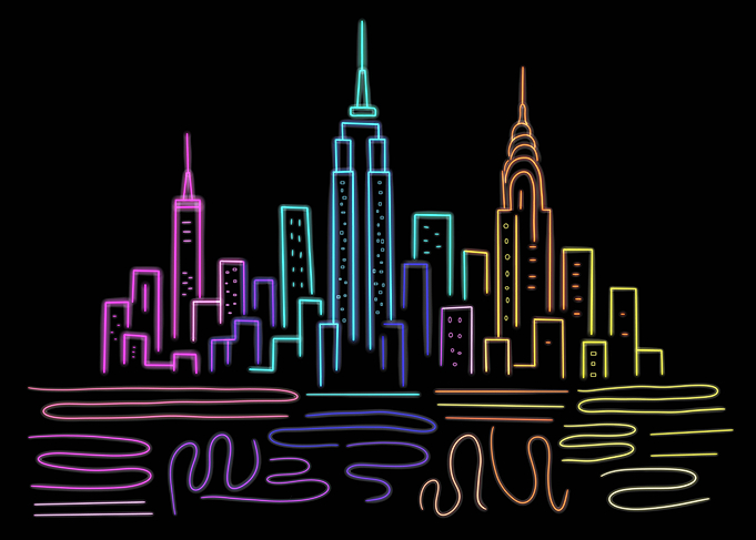 Neon New York City Skyline