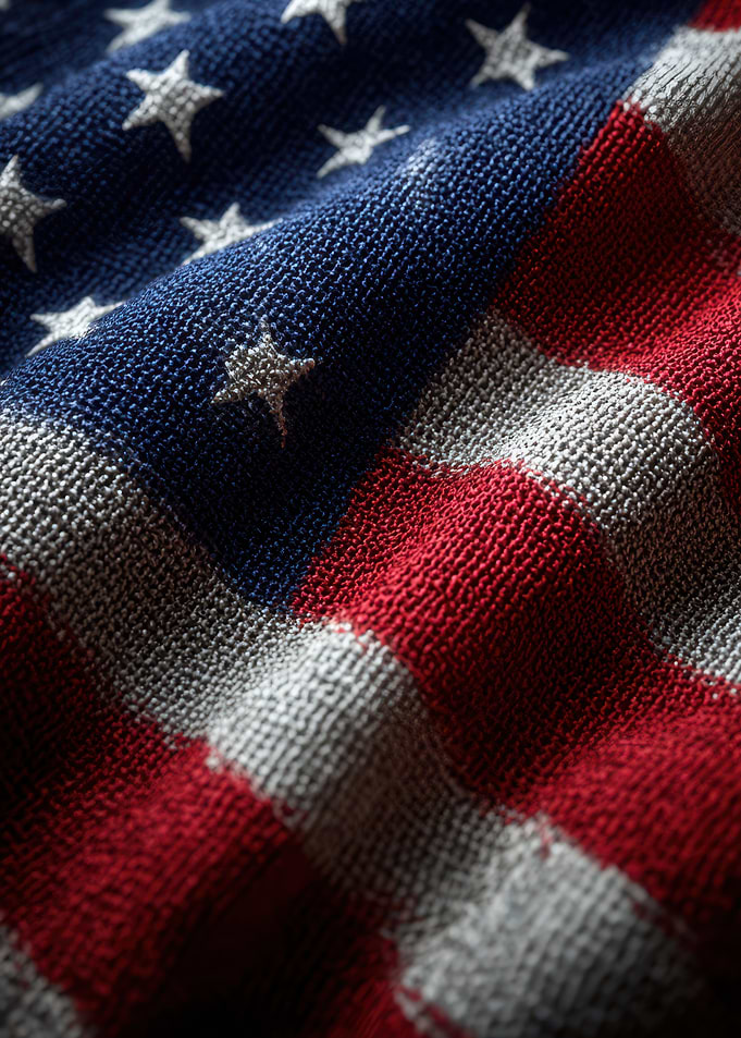 American Flag Woven Fabric Close-Up