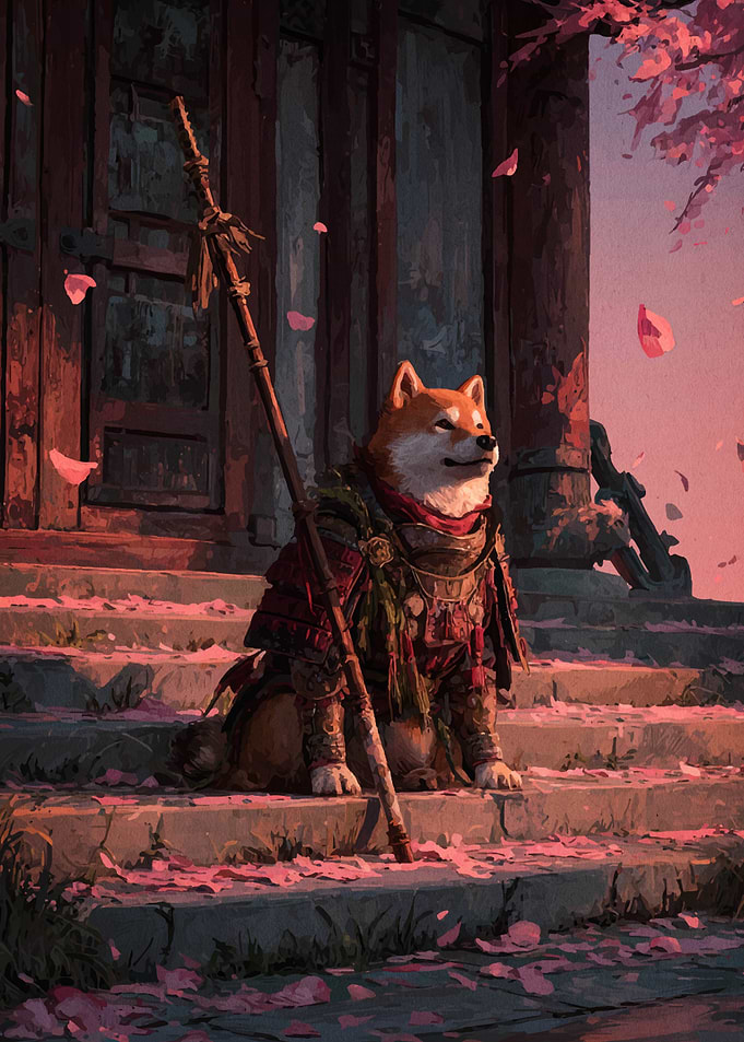 Samurai Shiba Inu with Staff