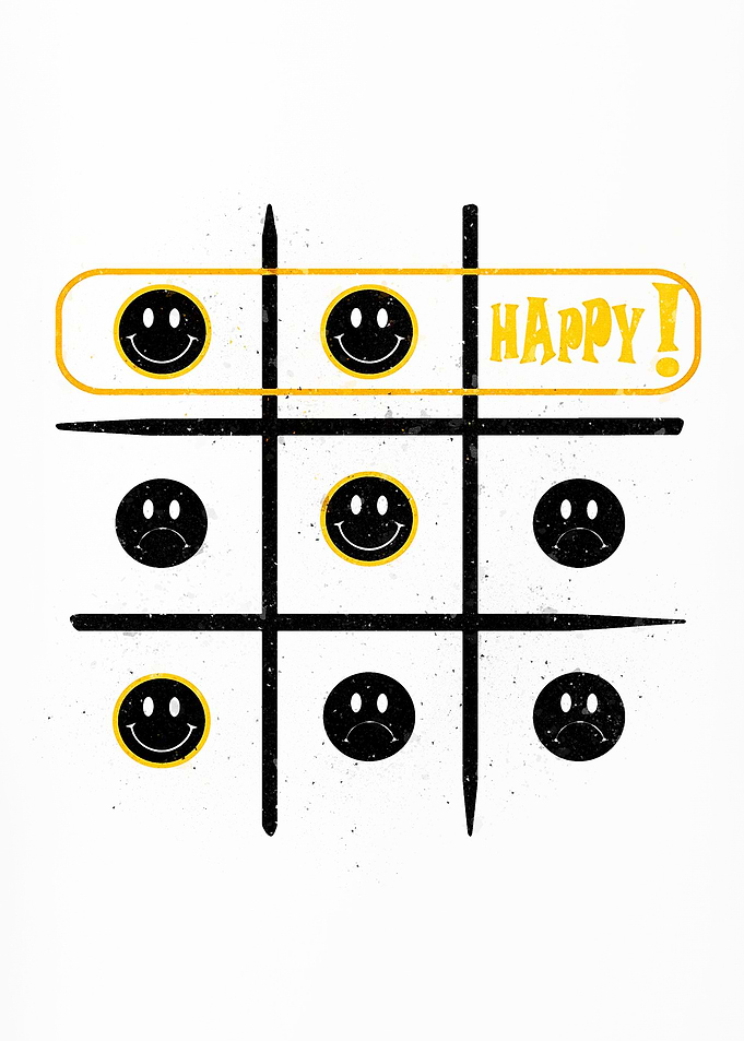 Happy Tic-Tac-Toe with Smiley Faces