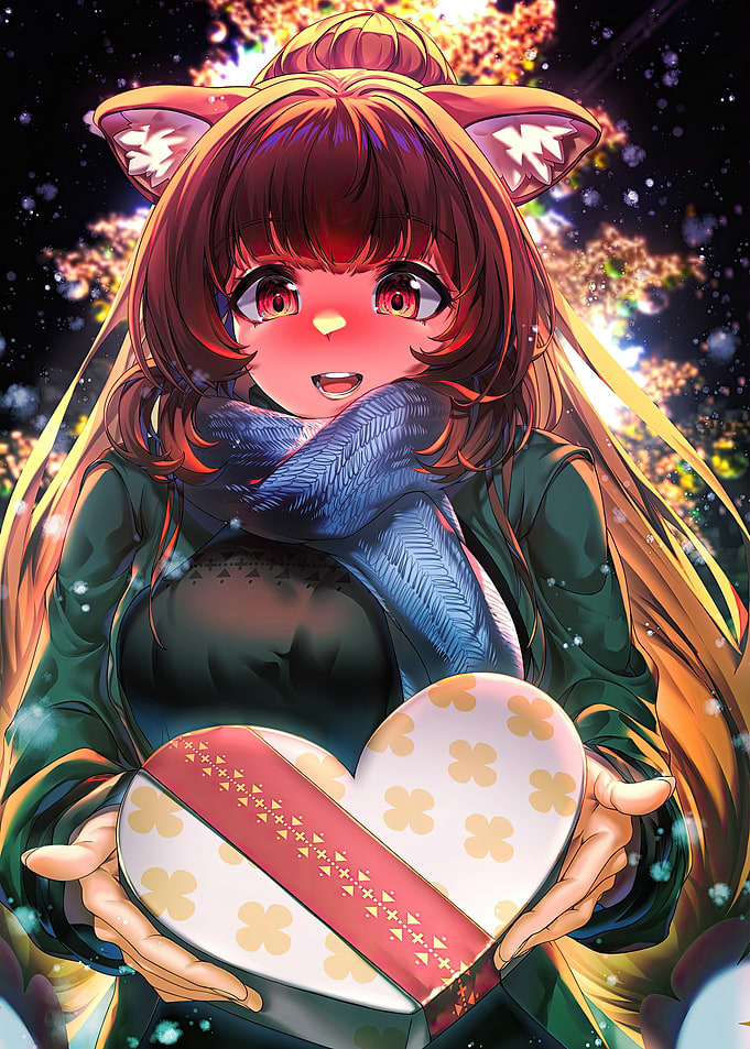 Girl Offering Heart-Shaped Gift