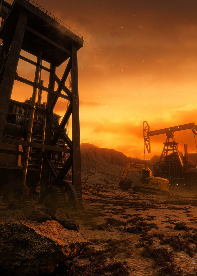 Industrial Landscape at Sunset
