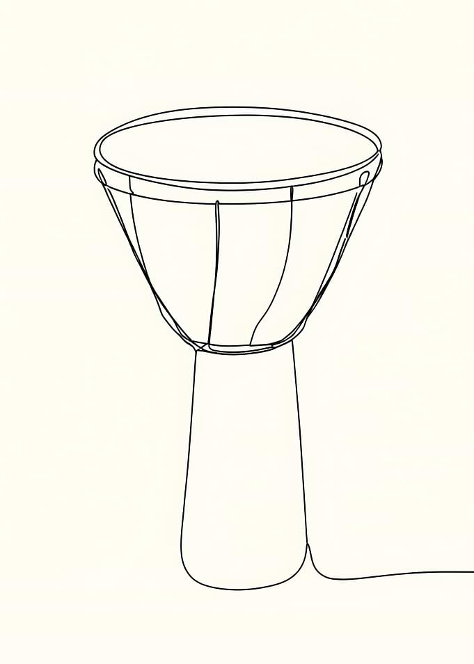 Minimalist Djembe Drum Line Art