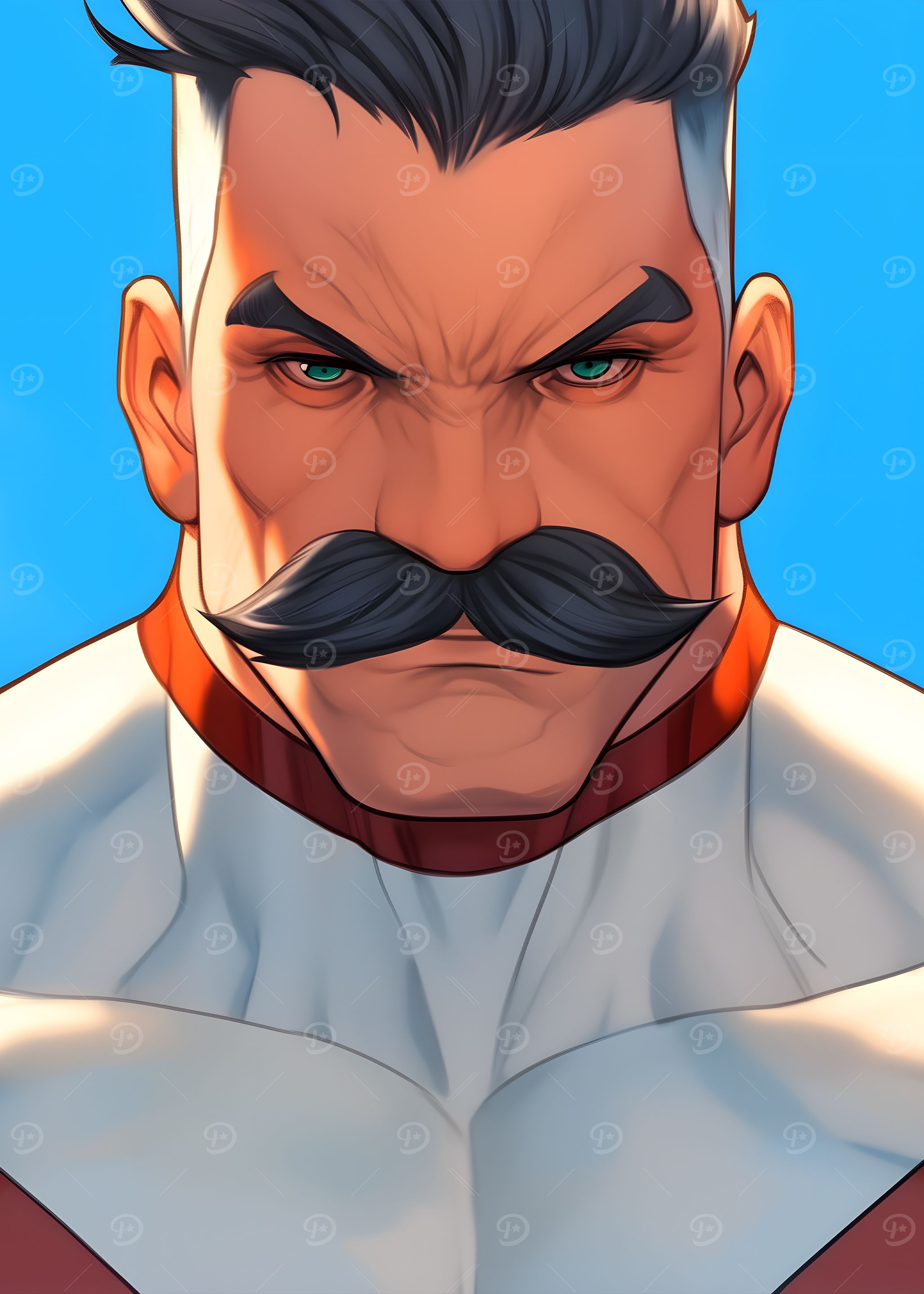 Omni-Man Portrait with Intense Gaze