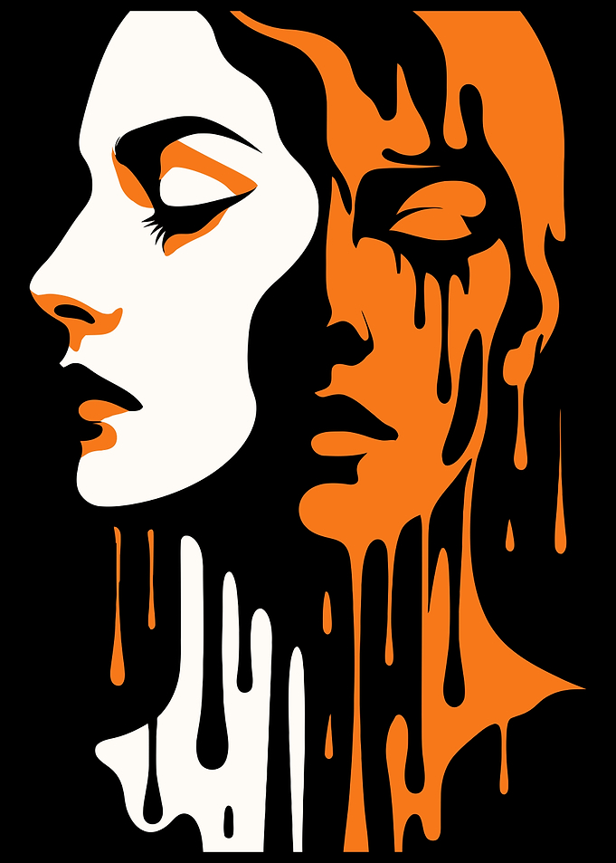 Abstract Portrait faces with Dripping Paint