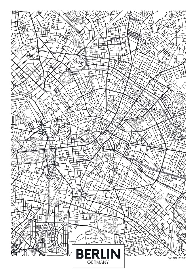 Berlin City Map - Minimalist Design