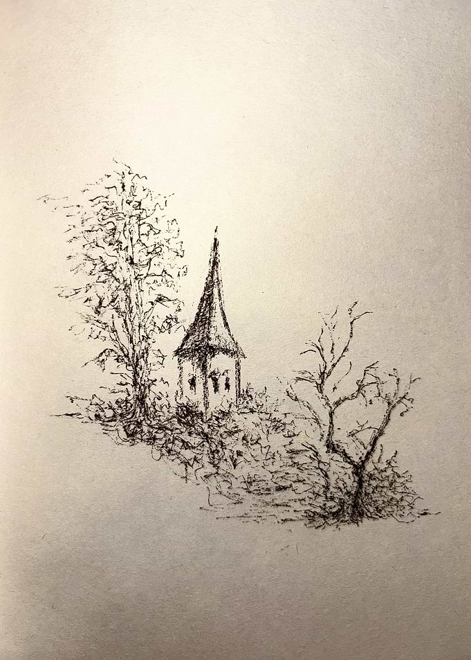 Pen and Ink Drawing of Building