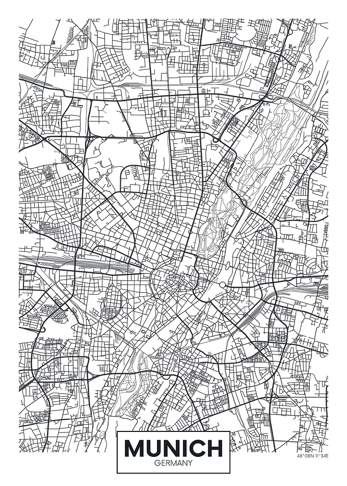 Munich, Germany City Map