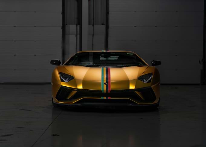 Gold Lamborghini Aventador Front View