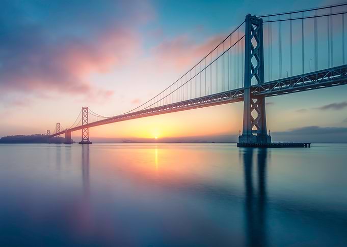 oakland bay bridge at sunrise