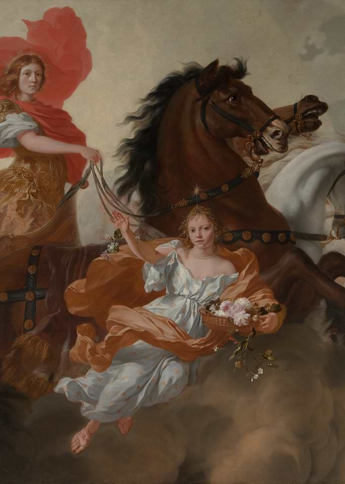 Classical Allegorical Painting with Horses and Figures