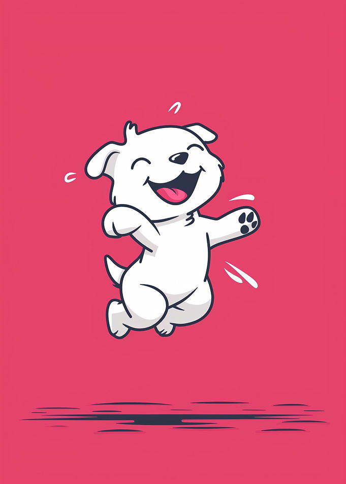 Happy Cartoon Dog Jumping