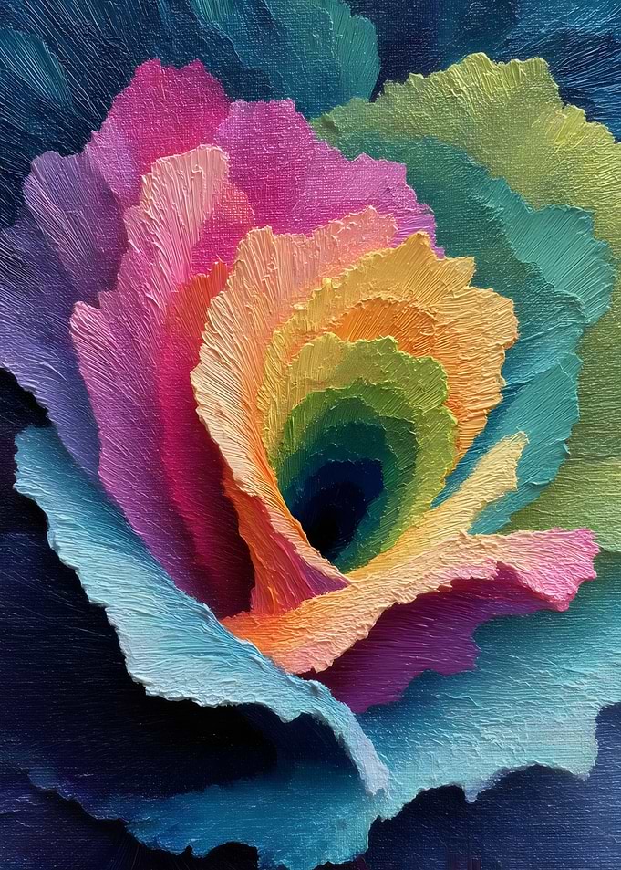 Color Vortex: Impasto Swirl of Textural Energy