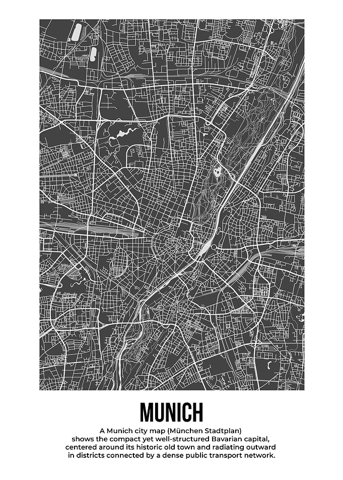 Munich City Map - Minimalist Design