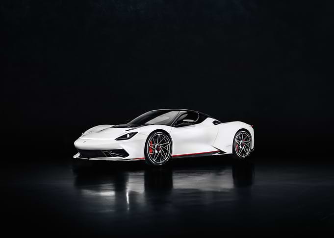 Sleek White Sports Car on Black