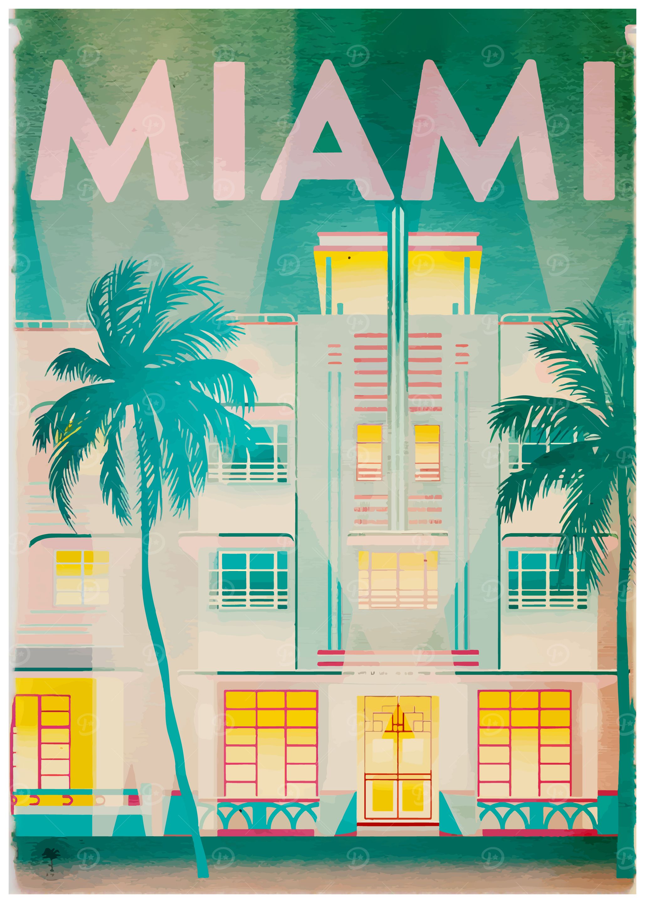 Miami Art Deco Travel Poster
