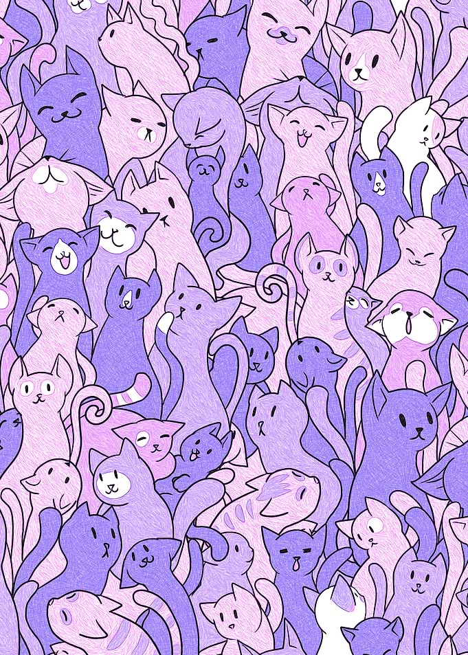 Cute Cats Pattern in Pastel Colors
