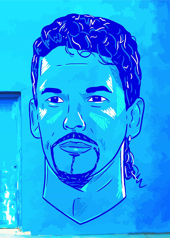 Blue Portrait Illustration ootball Player Soccer
