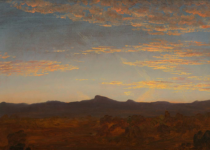 Sunset over Mountain Landscape Painting