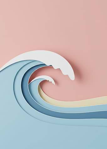 Paper Cut Wave on Pink Background