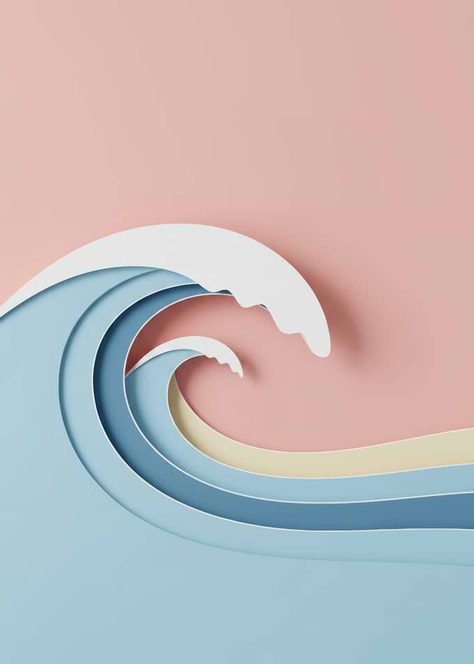 Paper Cut Wave on Pink Background